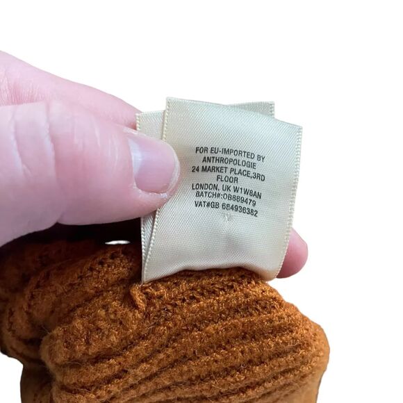 Anthropologie Moth Freeport Tie Front Sweater Sz XS Rust Plunge Neck Long Sleeve - Picture 12 of 14